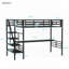 Structure de lit simple mezzanine en métal avec bureau - aucun sommier requis, solide Spacieux