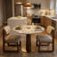 Ensemble de table de salle à manger 33,5 pouces moderne avec plateau en pierre, piédestal en bois massif et chaises réglables rembourrées-2009118693