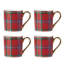 Holiday Red Tartan Mugs, Set Of 4