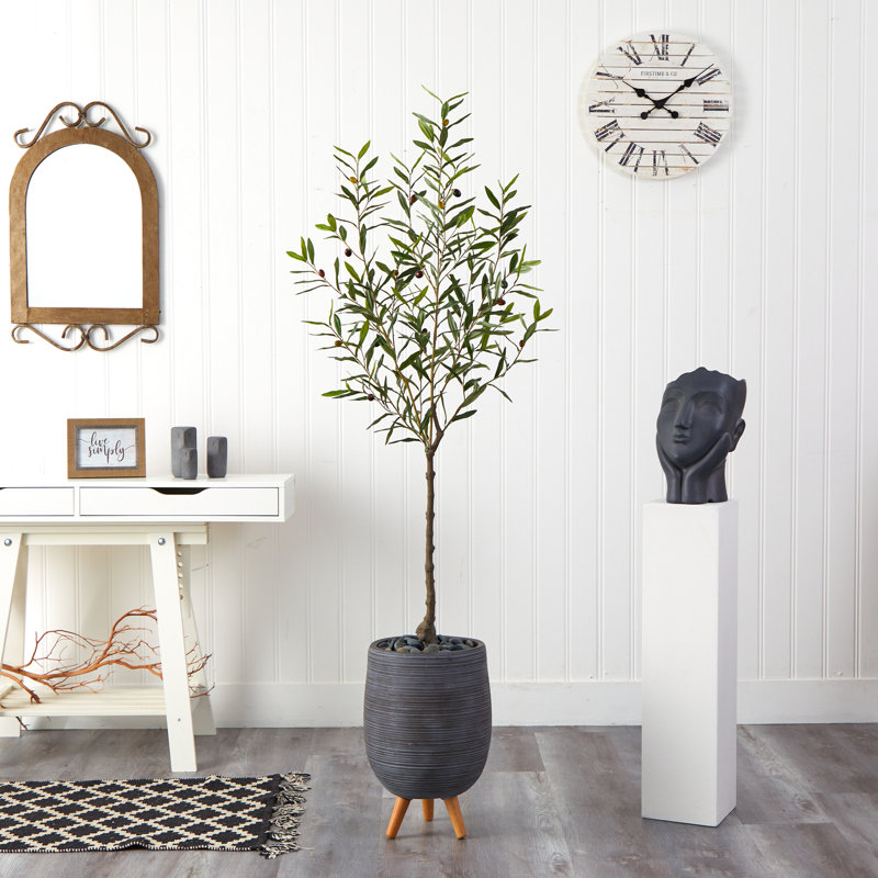 Olive artificielle en pot, H 70 po x l 21 po x P 21 po