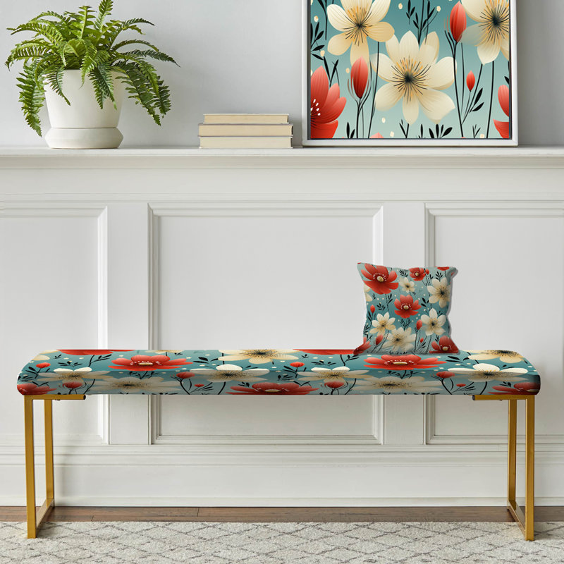 Banc rembourré or, Red Coastal Harmony Floral Pattern I