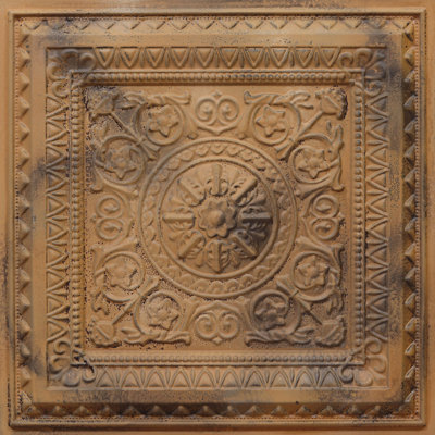 Marseille 24'' W Textured PVC Drop-In Ceiling Tile In Antique Gold