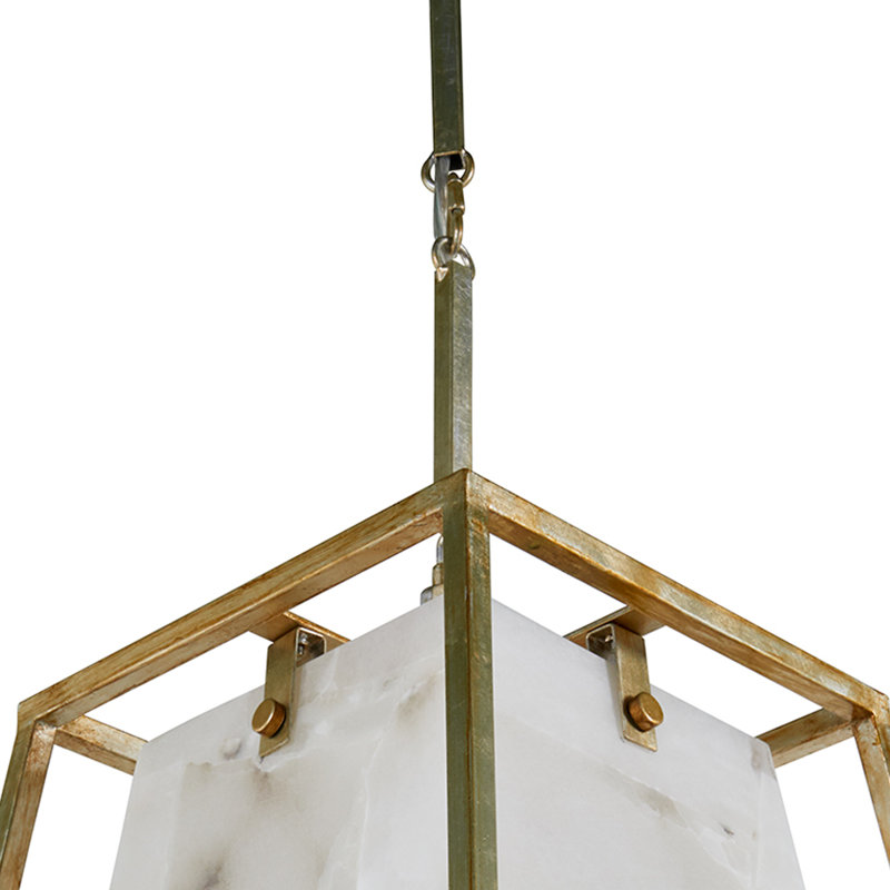 Stacey 4 - Light Unique / Statement Geometric Chandelier with Alabaster Accents, Champagne Silver