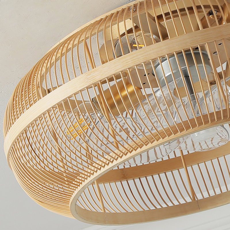 Ventilateur de plafond en rotin de 20 po avec lumières et télécommande Anlaug
