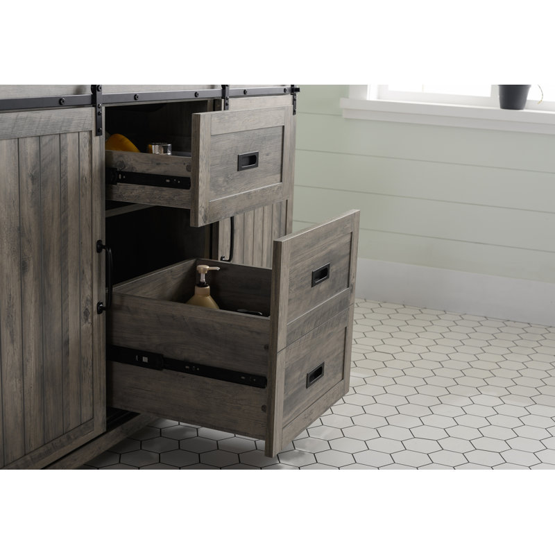 Ensemble de meuble-lavabo double 54 po Cayden, Bleu Purbeck, Gris patiné