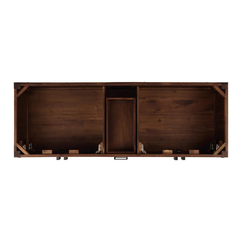 60" Walnut Double Bathroom Vanity with Carrara Marble Top