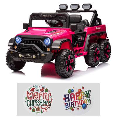 6x6 Big Ride On Truck With Remote Control, Powerful 4 Motors, Pickup Tailgate, Kids Electric Car With 6 Wheels, Music Player, Openable Doors, Led Light, 4 Spring Suspension