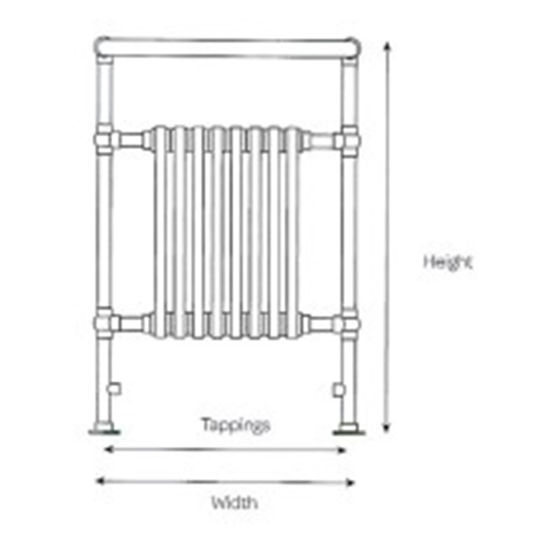 Clifton Heated Towel Rails, 94.5cm H x 67.5cm W x 5.5cm D