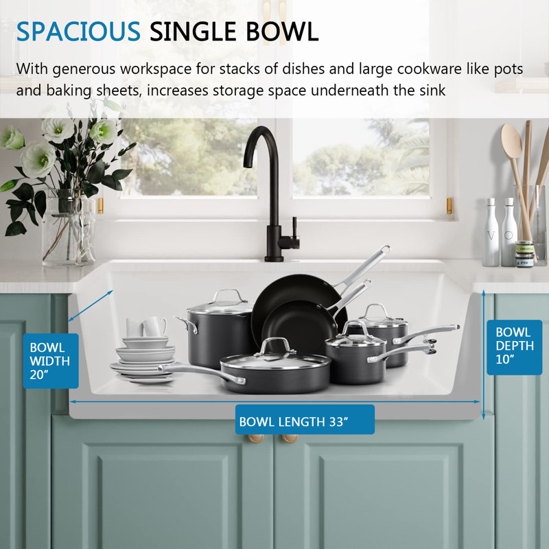 33'' L Single Bowl Fireclay Kitchen Sink