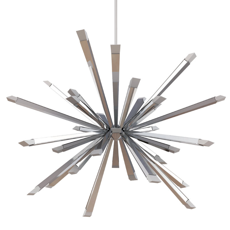 Starburst 24 - Light Sputnik Sphere LED Chandelier, Polished Chrome, 24.7" H x 39.5" W x 39.5" D