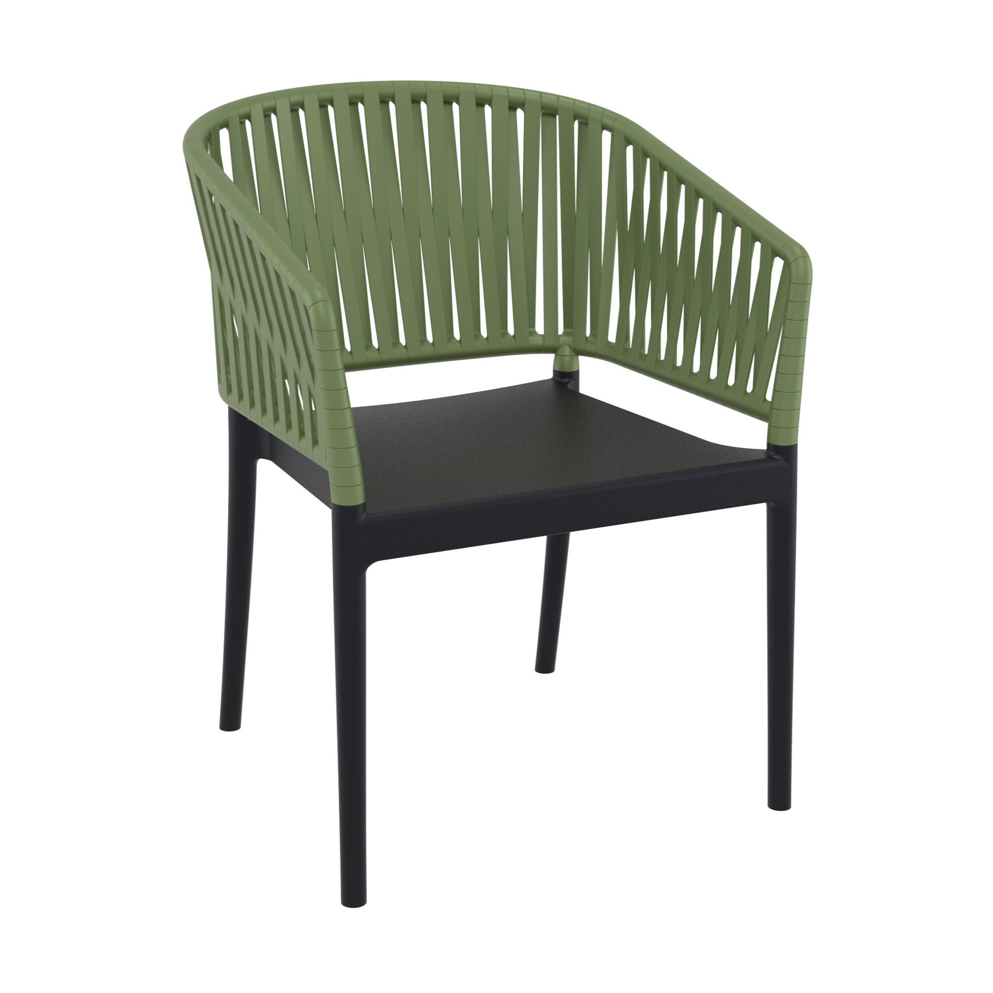 Newport Outdoor Stacking Dining Armchair, Olive Green/Black