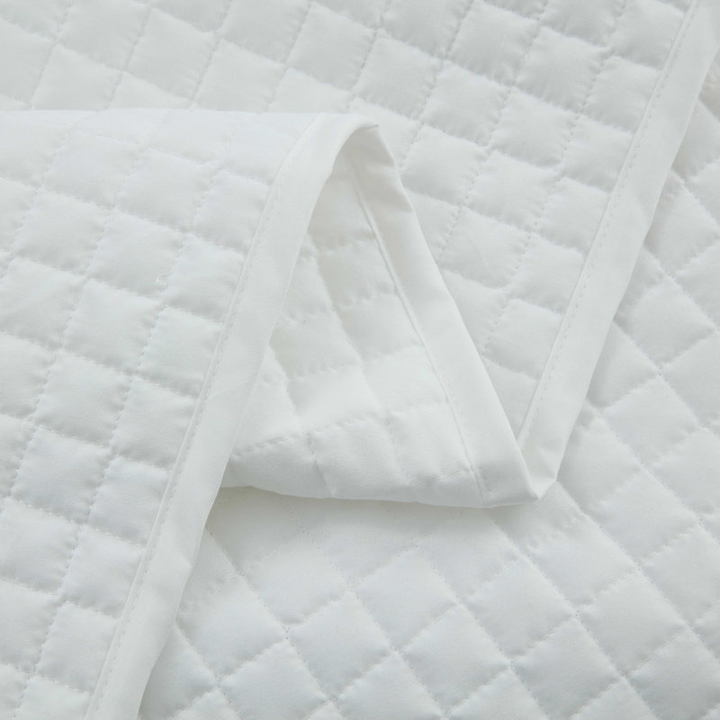  Ensemble de couvre-lit en microfibre 2 pièces, Courtepointe grande + 2 taies décoratives, Blanc