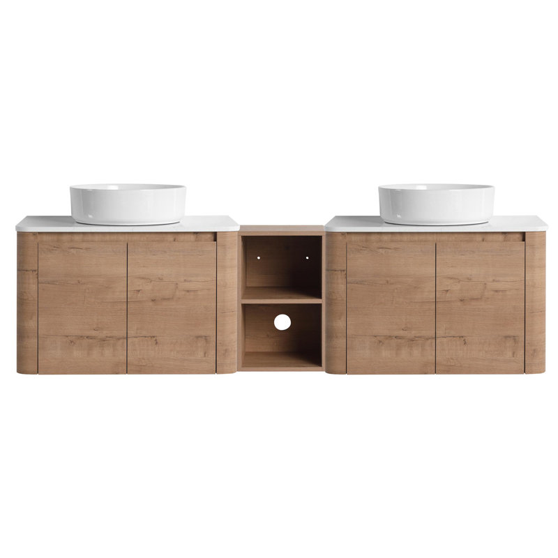 Meuble-lavabo double 30 po avec lavabo et armoire latérale 30 po, Blanc