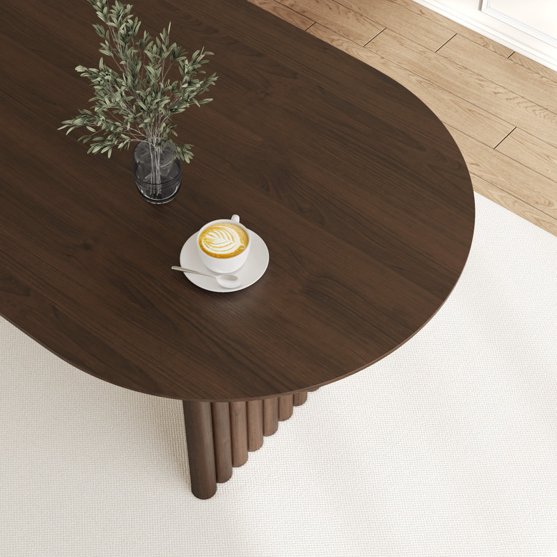 30" H Oval Solid Wood Double Pedestal Dining Table, Walnut, 30"H x 67"L x 33.5"W