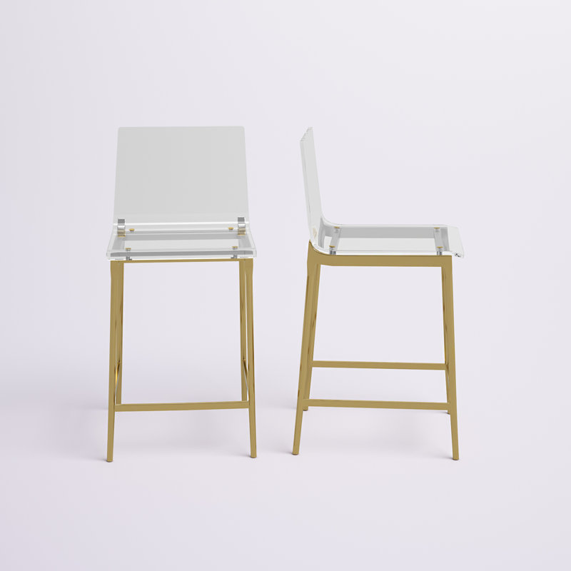 Basak Counter Stool with Metal Frame, Gold