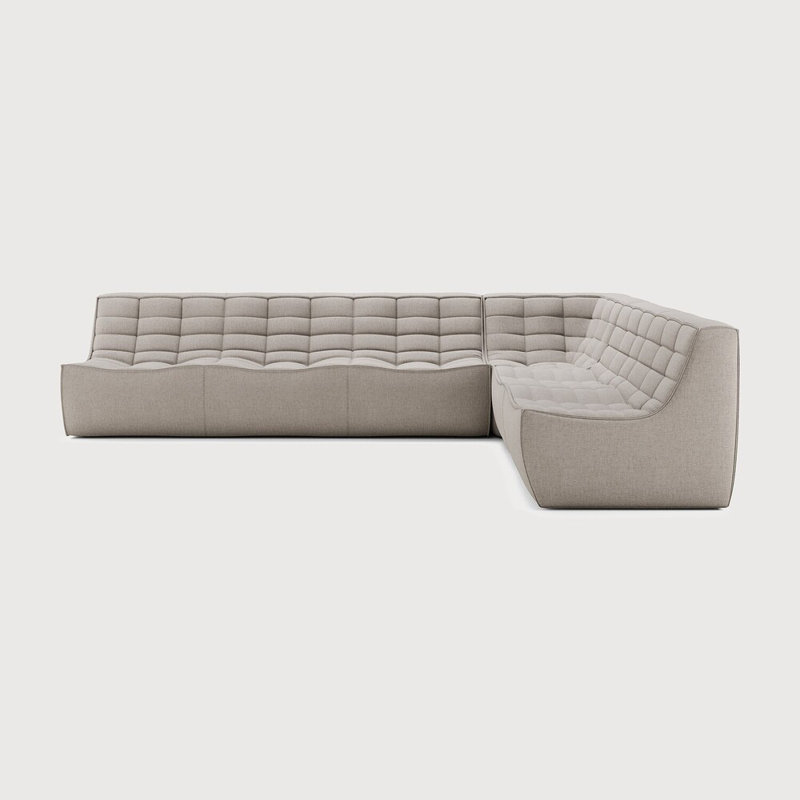 N701 Modular Sofa Set - Combo Left - 1 Seater + 2 Seater + 90° Square Corner, Ecru Cotton Blend