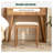 Solid Wood Vanity Stool - Red Oak Bedroom Stool with Off-White Padded Seat, Natural Wood Channel Design Vanity Chair for Makeup Table-1501145565