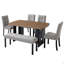 Ensemble de salle à manger moderne de 6 pièces : table de 160 cm avec pattes géométriques, 4 chaises rembourrées et 1 banc. Convient à la cuisine ou à la salle à manger. Montage facile. Table en noyer et noir avec assises grises.-55618770