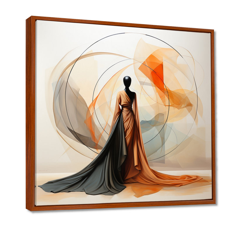 Abstrait contemporain danseur africain - art mural femme afro-américaine, H 24 po x l 24 po x P 1 po, Cadre flottant brun