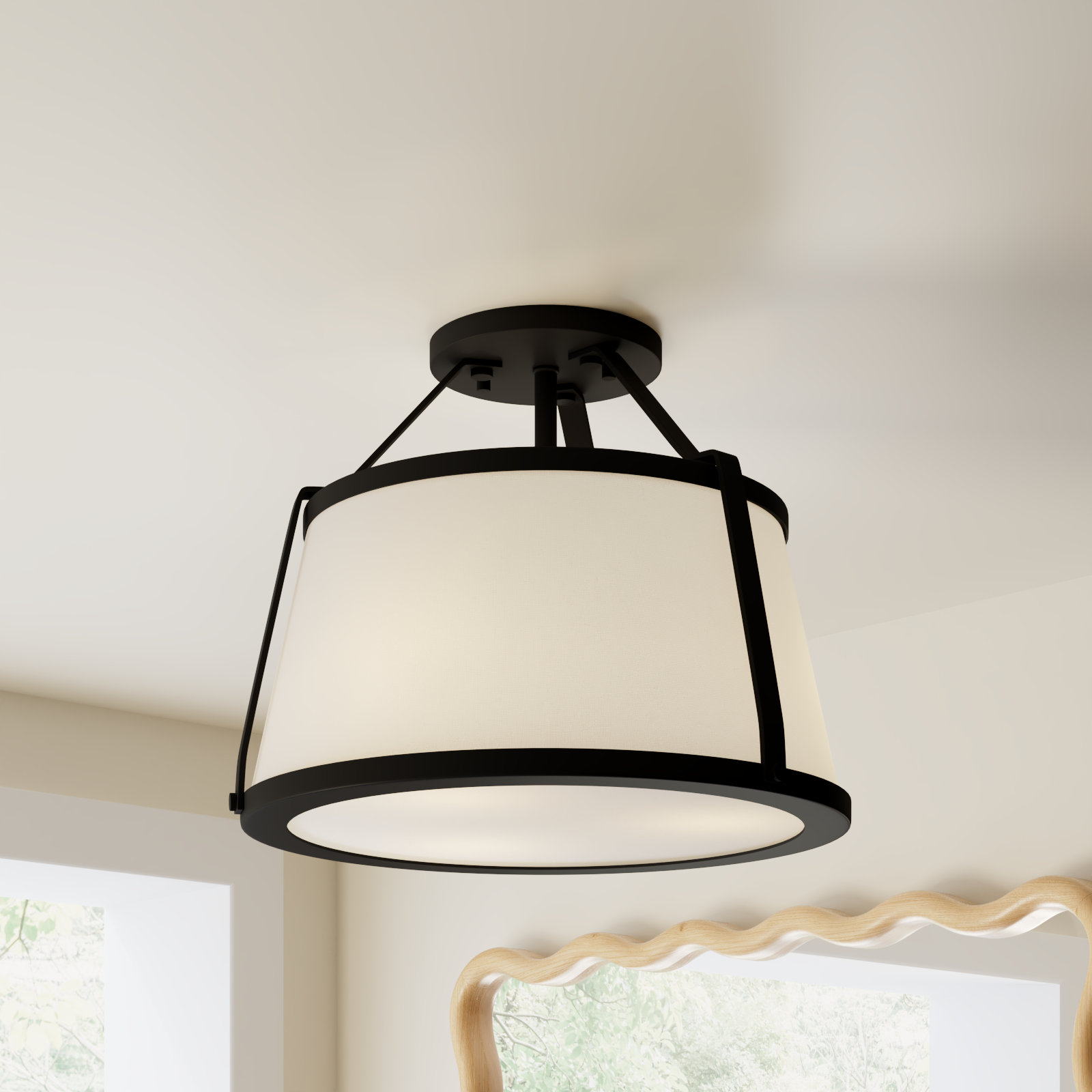 Vonnie 3 Light Semi Flush Mount, Matte Black