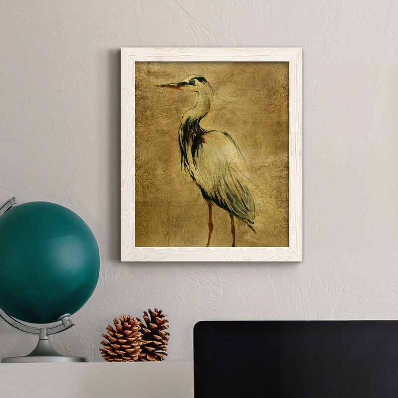 Grue dorée au crépuscule II - Toile encadrée de qualité supérieure - prête à être accrochée, H 37,5 po x l 27,5 po x P 1,5 po