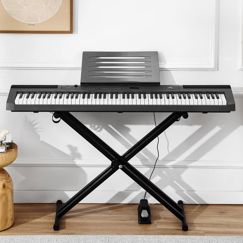 Gray 88 Key Full Size Electric Piano Keyboard Semi Weighted For Beginners, 88 Key Weighted Keyboard Piano With Stand