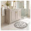 Tapis de bain rond en coton gris tufté à motifs floraux, 63,5 cm (25 po), certifié OEKO-TEX®, antidérapant.