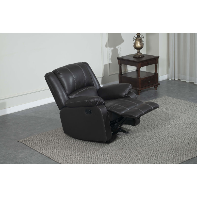 Modern PU Leather Upholstered Motion Recliner with Pillow Top Armrest, Rocker Recliner, Brown