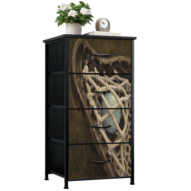 Commode pour chambre à coucher avec 4 tiroirs de rangement tête de lit noir et blanc avec commode en acier