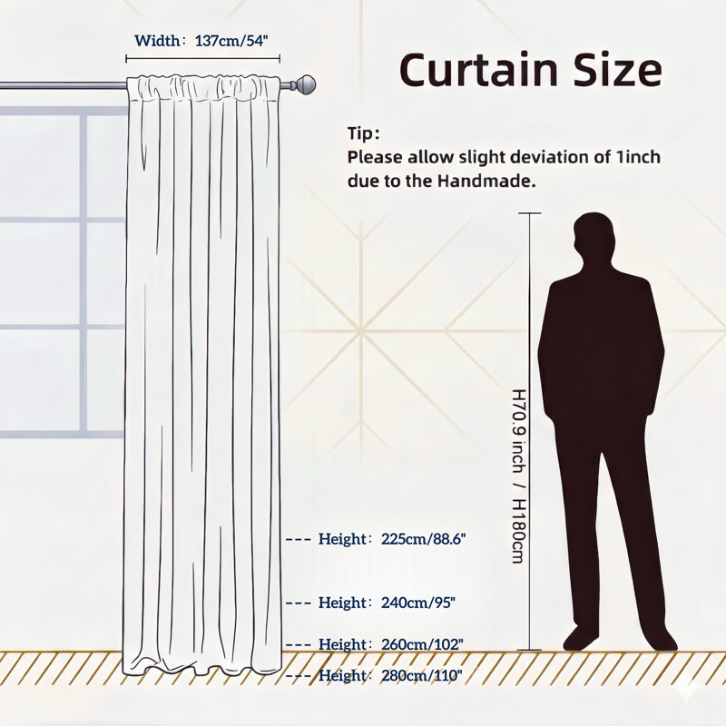 Blackout Curtain Pair, 137cm Width x 260cm Drop