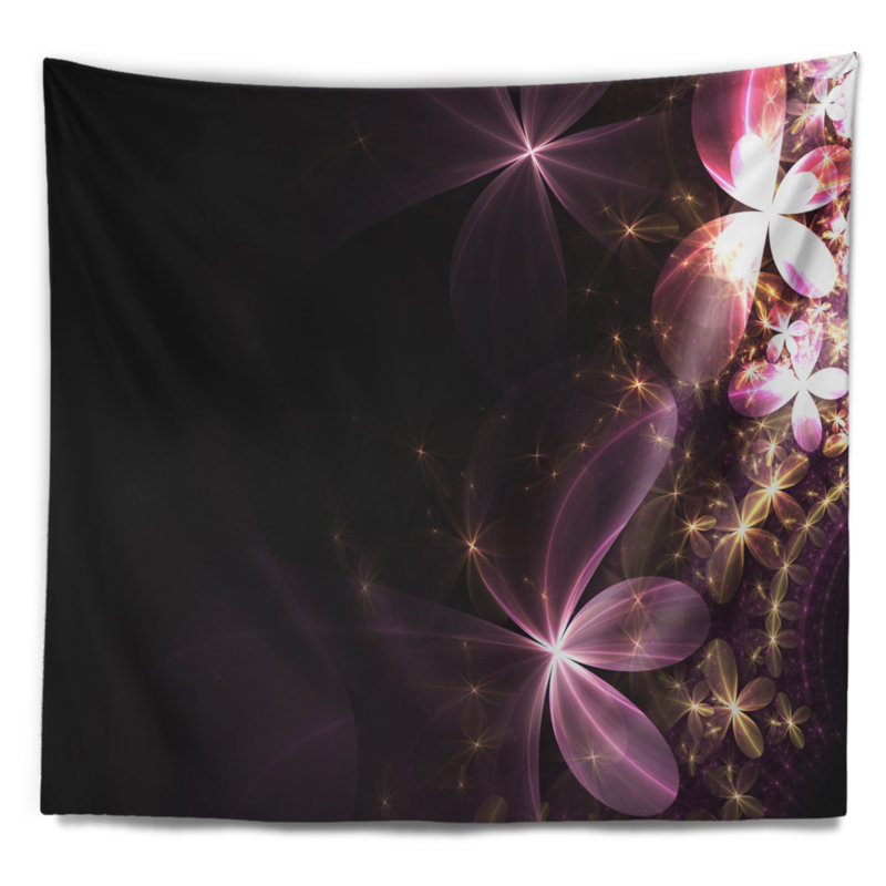 Tapisserie abstraite à fleurs fractales et brillante, H 32 po x l 39 po