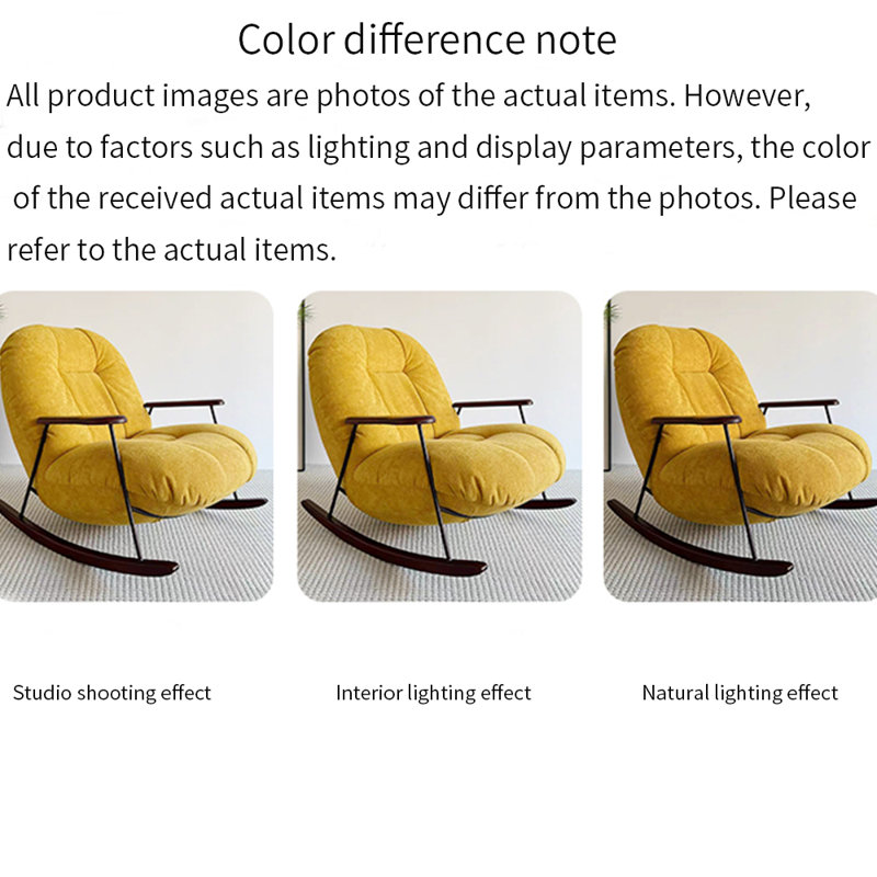 Chaise berçante élégante en flanelle pratique, Jaune