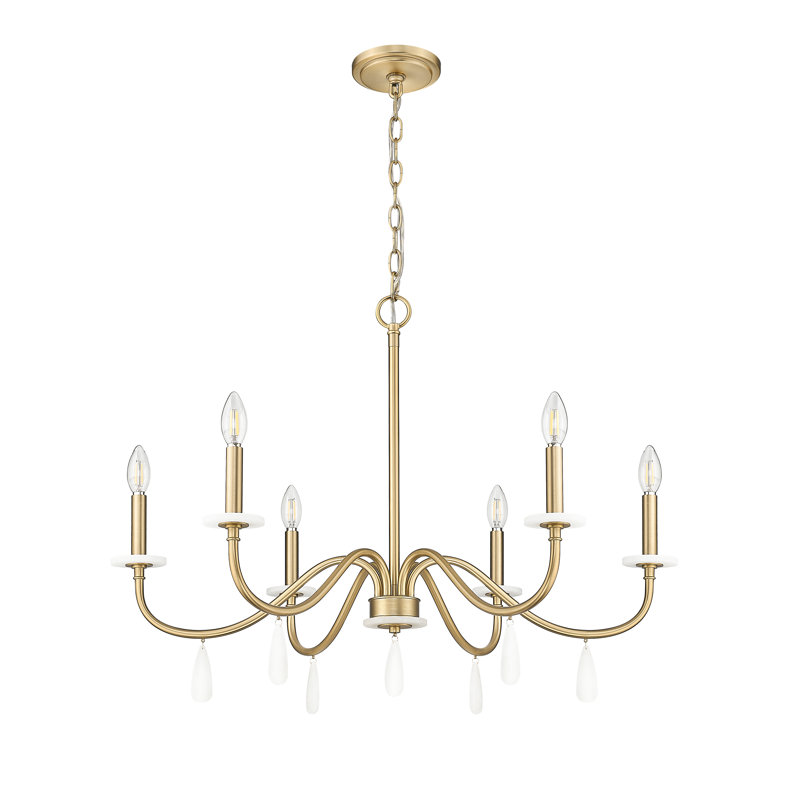 Toussant Mordern Gold 6 Light Chandelier, Mordern Gold
