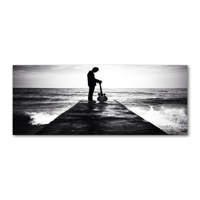 Guitarist On The Pier - No Frame Print on Canvas