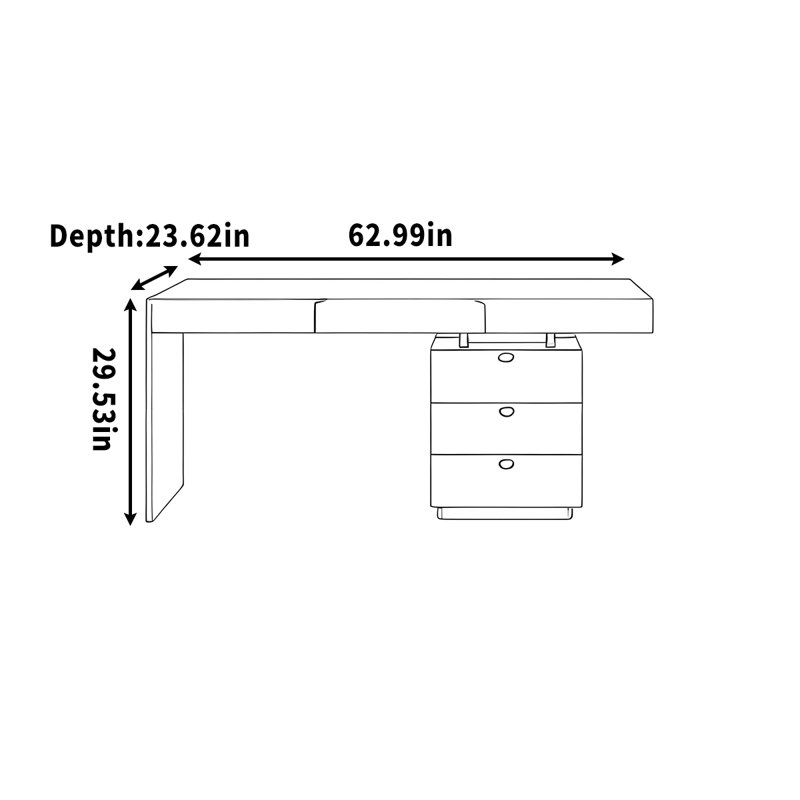 Bureau en bois massif simple et pratique, H 29,53 po x l 62,99 po x P 23,62 po