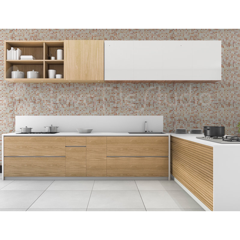Toscana 0.8'' W x 0.8'' L Backsplash Glass Tile Mosaic Sheet, Bronze White