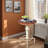 Industrial Bar Table 32.28"-36.22" Height Adjustable Swivel Round Wood Tabletop 23.62" Dia, Kitchen Dining Office Coffee Bistro Pub Table-217893143-217893141