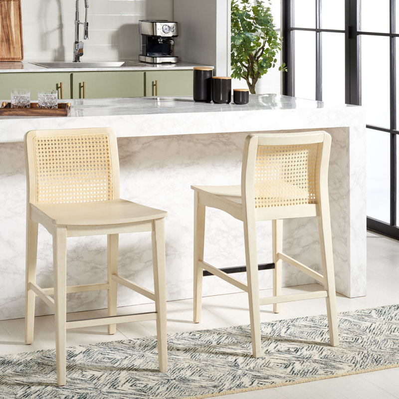 Tabouret de bar et de comptoir Avari, Tabouret de comptoir (siège d'une hauteur de 25 p, Blanc