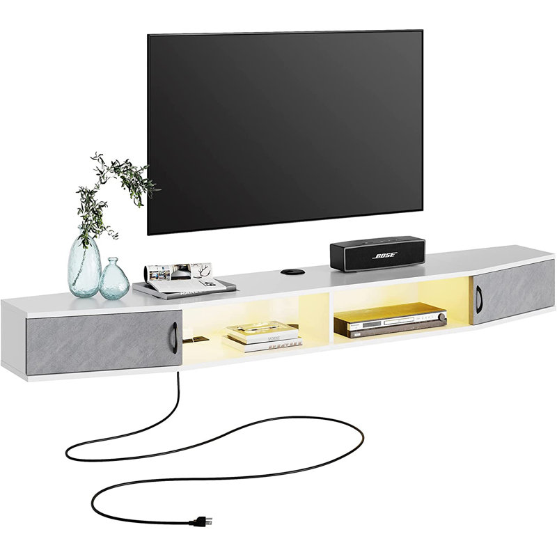 Kimimila Unfinished Floating TV Stand for TVs up to 85, 11.8 Duplicate, Gray