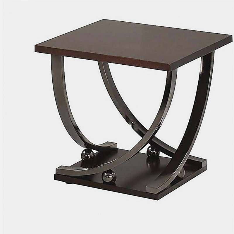 Base en nickel noir avec table de bout avec tablette inférieure