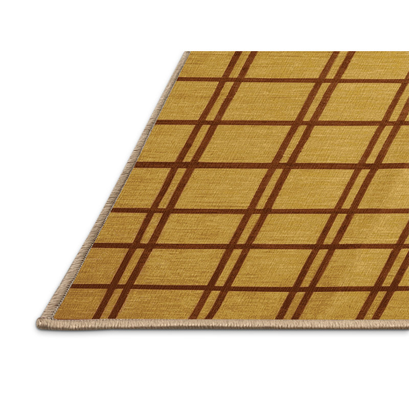 Tapis brun treillis lavable à la machine, Carré 6 pi