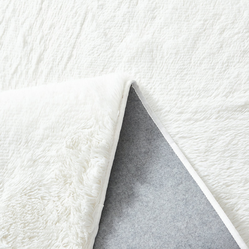 Tapis blanc à poils longs Belier, Rectangle 3 pi x 5 pi