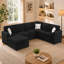 Canapé d'angle en U Doroteia avec méridienne de rangement, ports USB et coussins décoratifs, couleur rouge.-64422767