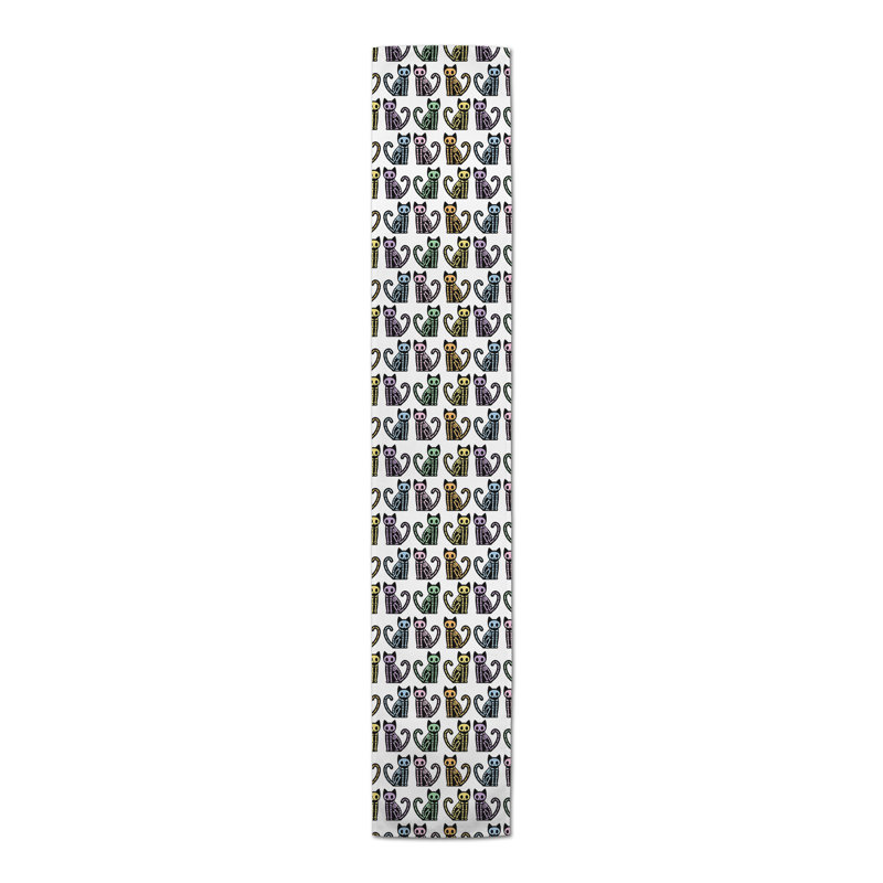 Hazbi Skeleton Cat Pattern Table Runner, 90" L x 16" W