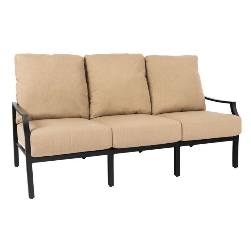 Nico 75'' Wide Metal Patio Sofa with Cushions, Brisa Lasso Distressed, Weathered White