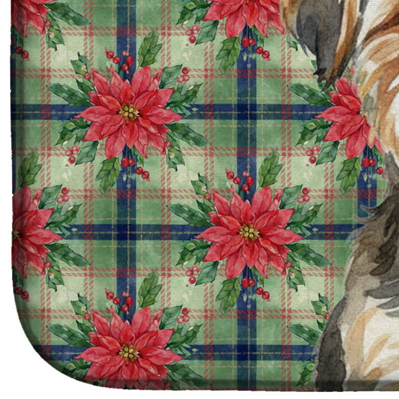 Tapis de vaisselle Yorkiepoo Christmas PoinsettIas