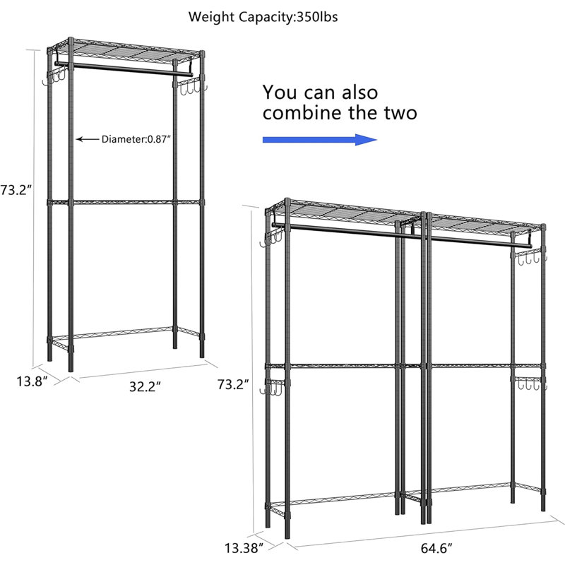 Washer And Dryer Storage Shelf - 2-Tier Adjustable With Hooks