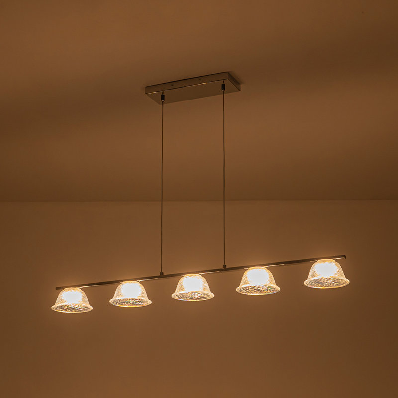 Lustre cloche en verre 5 lumières DEL