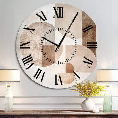 Horloge murale ronde en métal beige