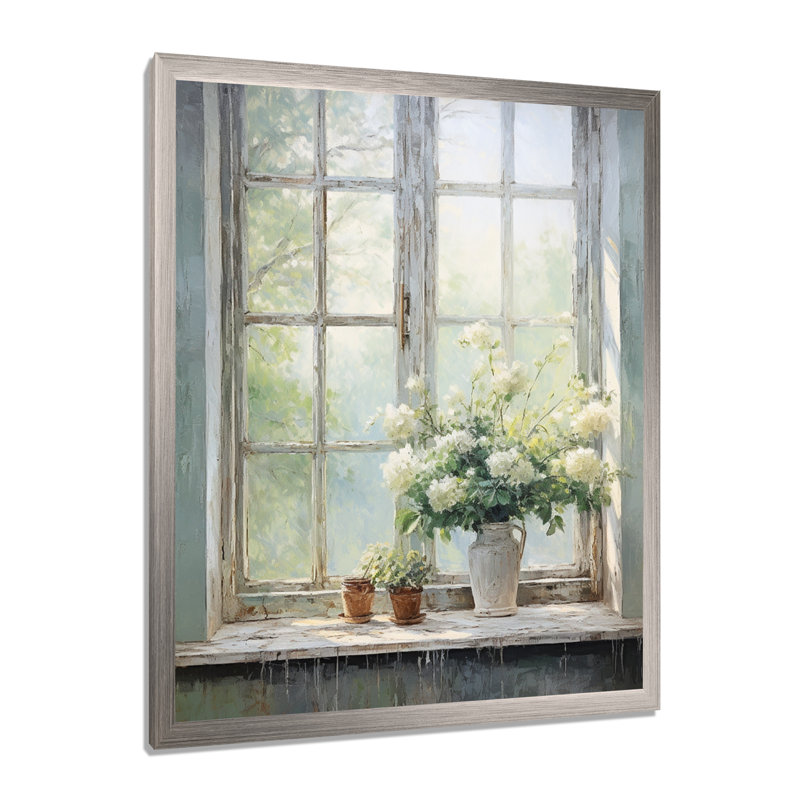 «Countryside Calm Blooms Farm Windows I», art mural pour fenêtres de ferme, H 32 po x l 24 po, Single Picture Framed